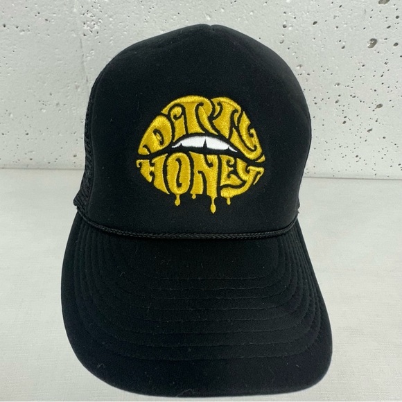 Dirty Honey Black & Yellow Band Logo On A Cobra Adjustable Trucker Hat - Picture 2 of 13